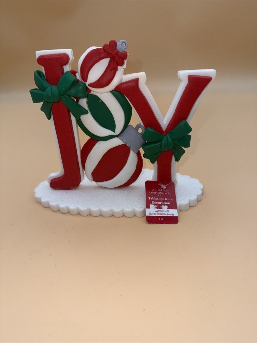 Ashland Hand Painted Christmas Figurine Red White Green Resin Candy Stripe Matte